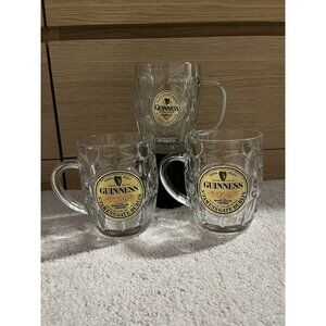 Guinness Dimpled Glass Mugs - Set Of 3